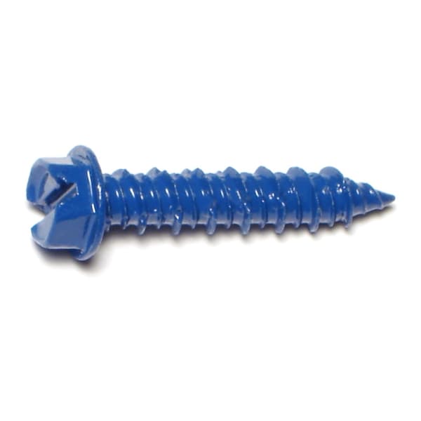 Midwest Fastener Masonry Screw, 1/4" Dia., Hex, 1 1/4 in L, Steel Blue Ruspert, 12 PK 63501 - main